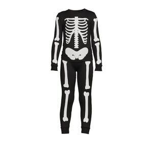 Nwt Kids Glow In The Dark Halloween Skeleton 2 Piece Pajama Set